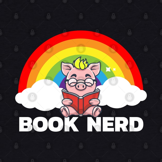 Nerd Book Pig Reading a Book in the Rainbow by KENG 51